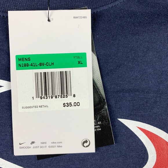 Houston Texans Shirt Mens XL Blue Nike Logo Essential Short Sleeve Tee AFC - Picture 3 of 11